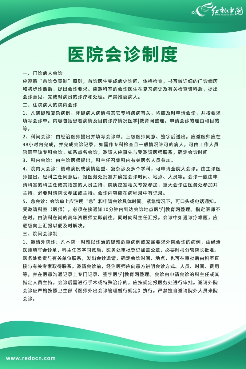诊所医院医师会诊制度牌