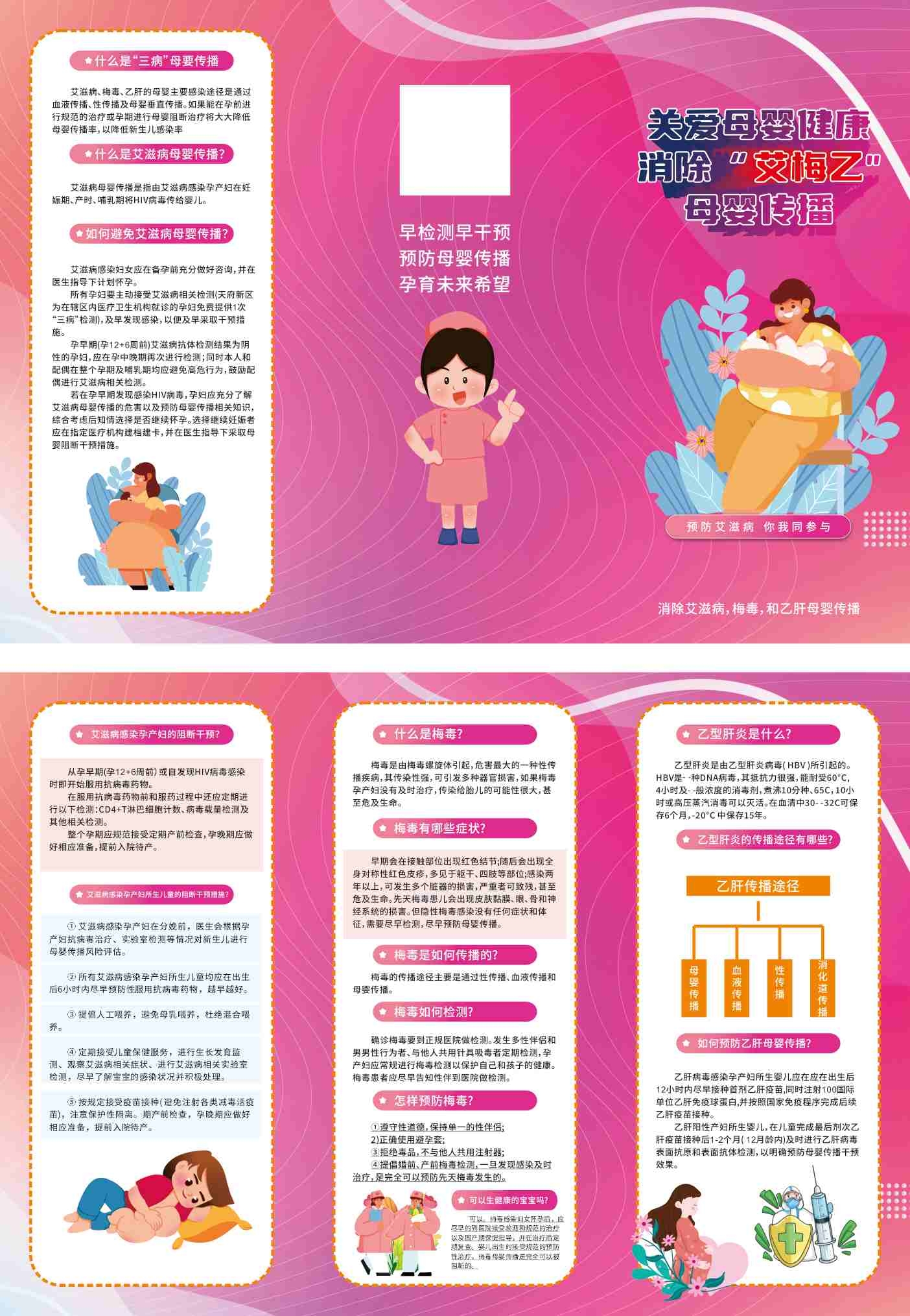 消除母婴疾病知识消除艾滋病梅毒乙肝宣传三折页 (4)