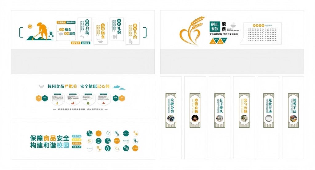 全套校园食堂安全文化墙