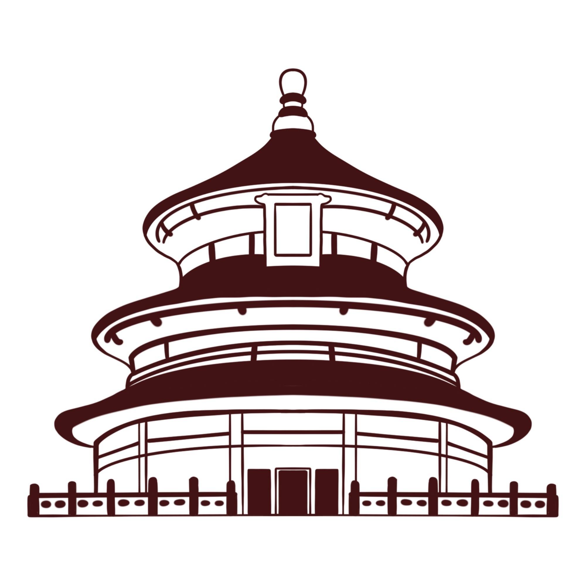 天坛剪影线稿免抠矢量素材