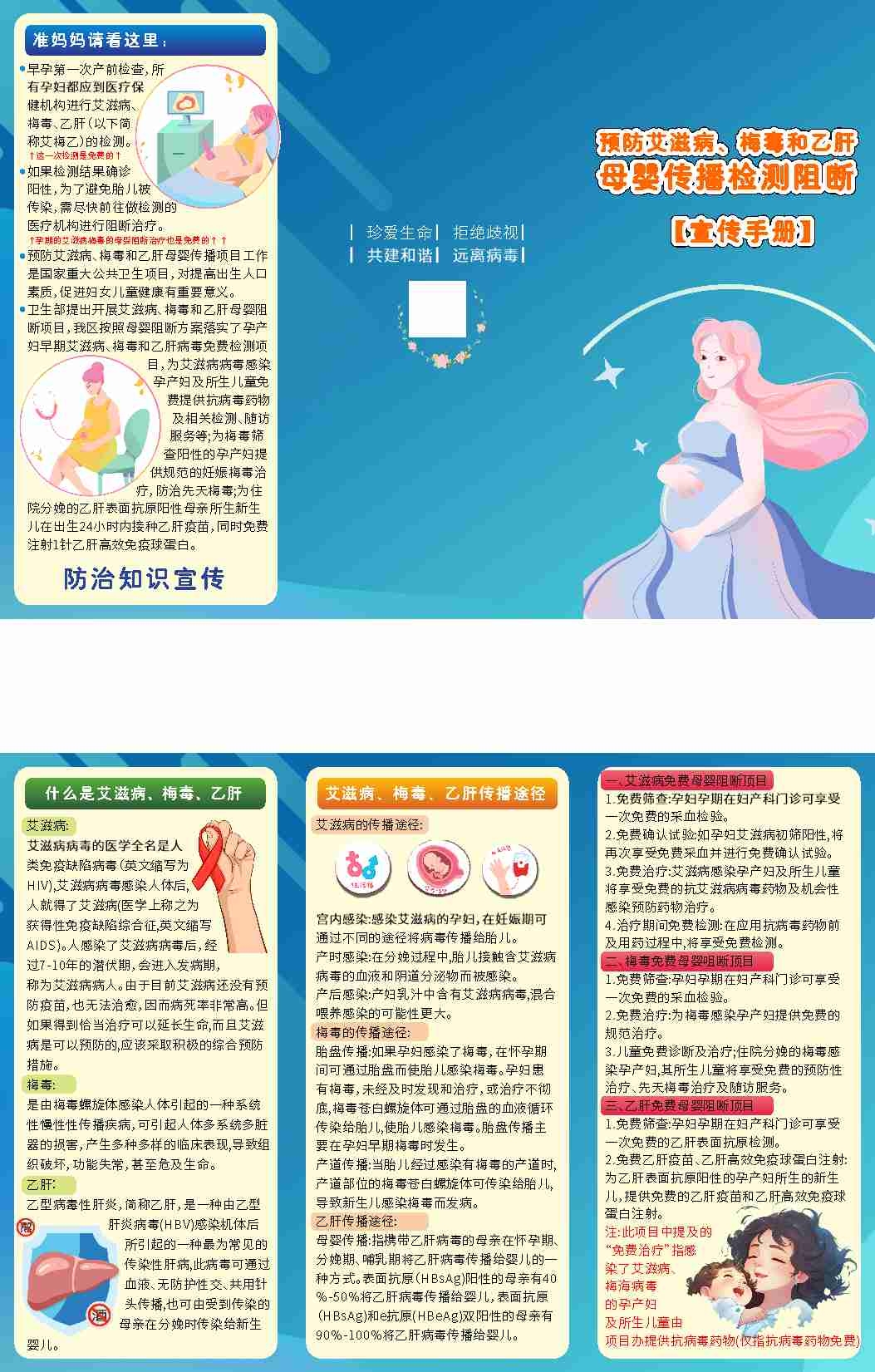 消除母婴疾病知识消除艾滋病梅毒乙肝宣传三折页 (8)