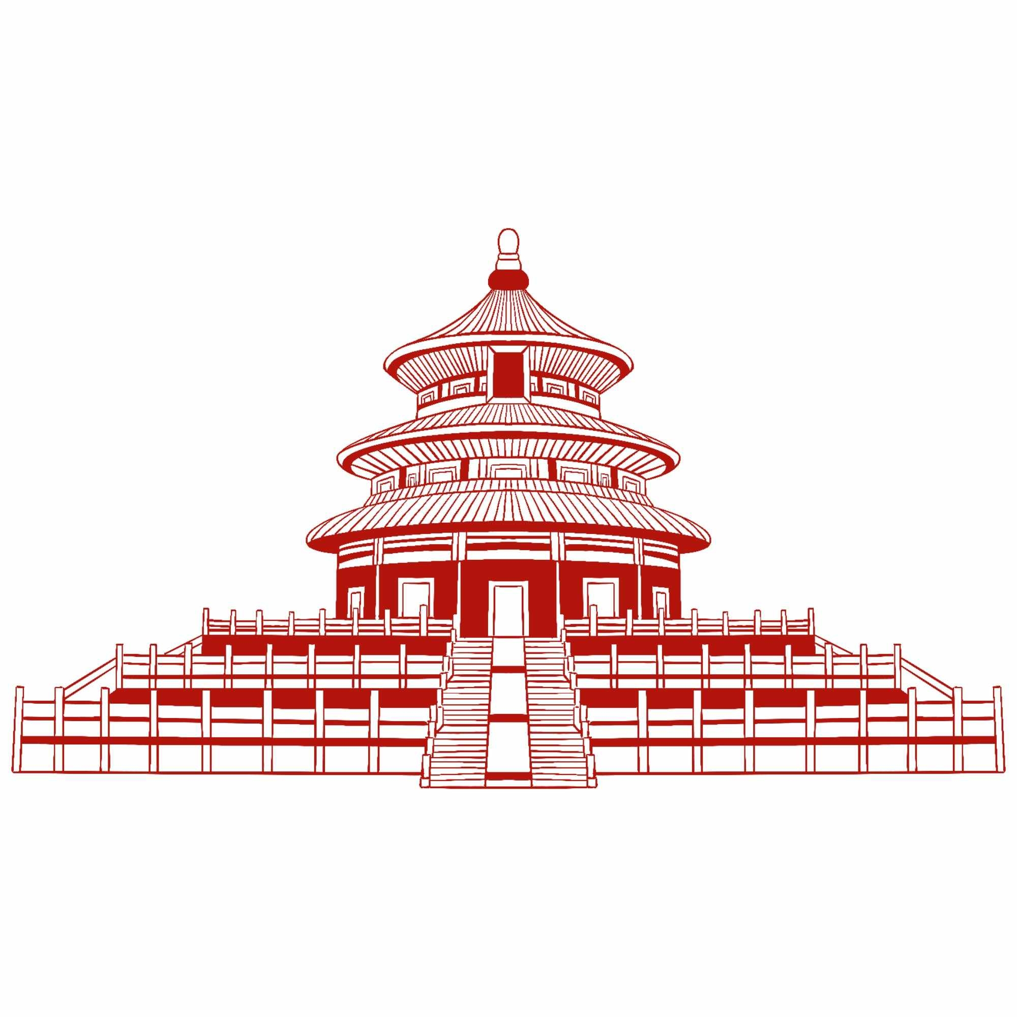天坛剪影线稿免抠矢量素材