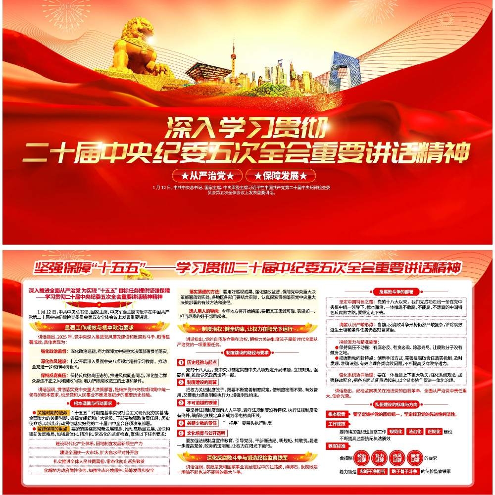 学习贯彻二十届中纪委五次全会精神展板宣传栏 (12)