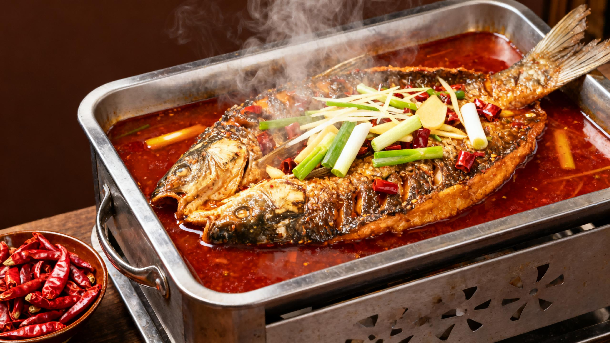 整条鱼辣椒葱段景观