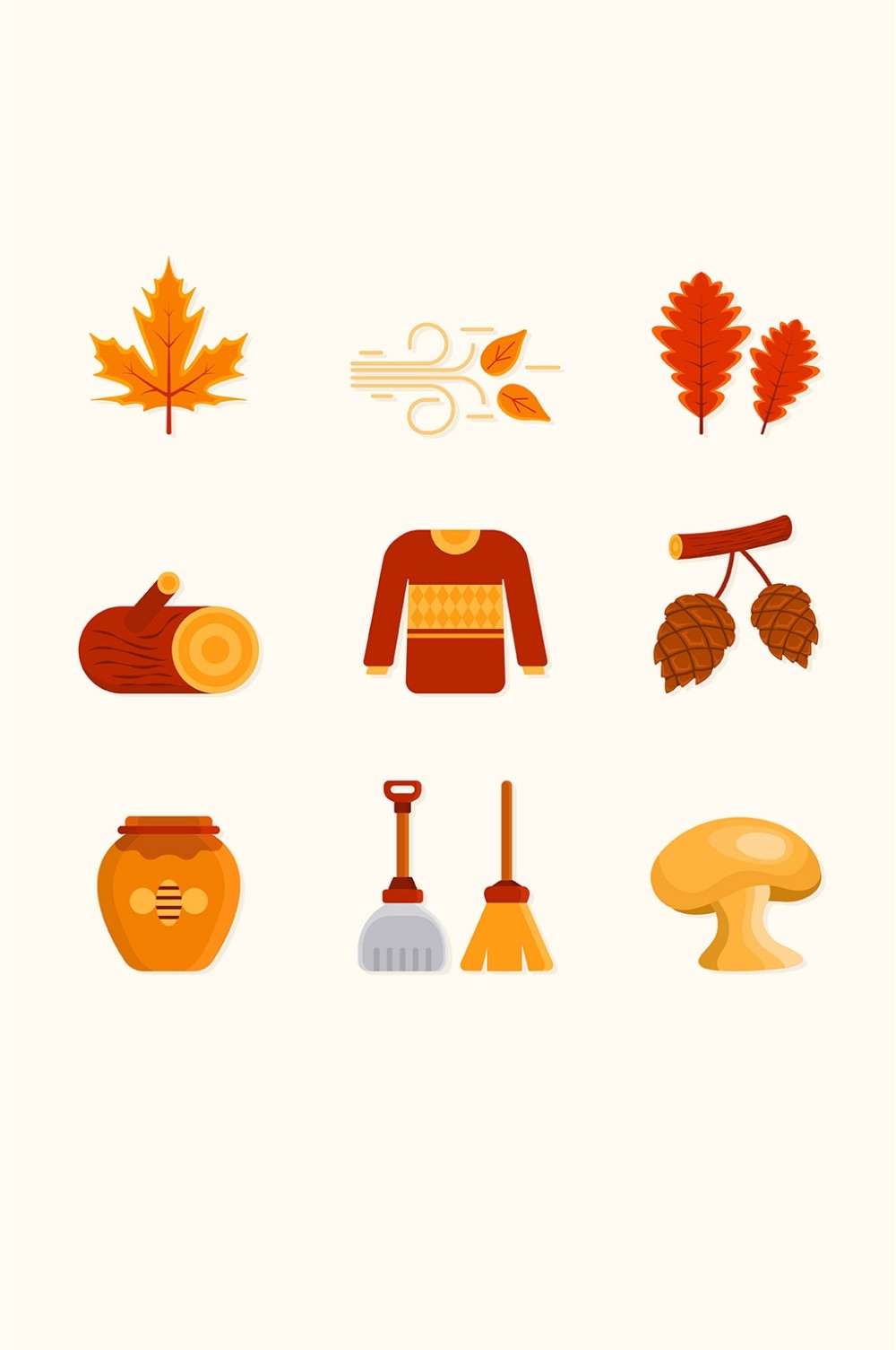 秋天枫叶毛衣木头蘑菇松子矢量免扣元素