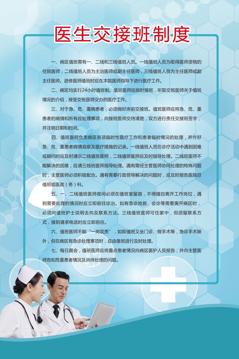 诊所医院医师交接班制度牌