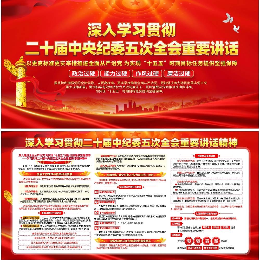学习贯彻二十届中纪委五次全会精神展板宣传栏