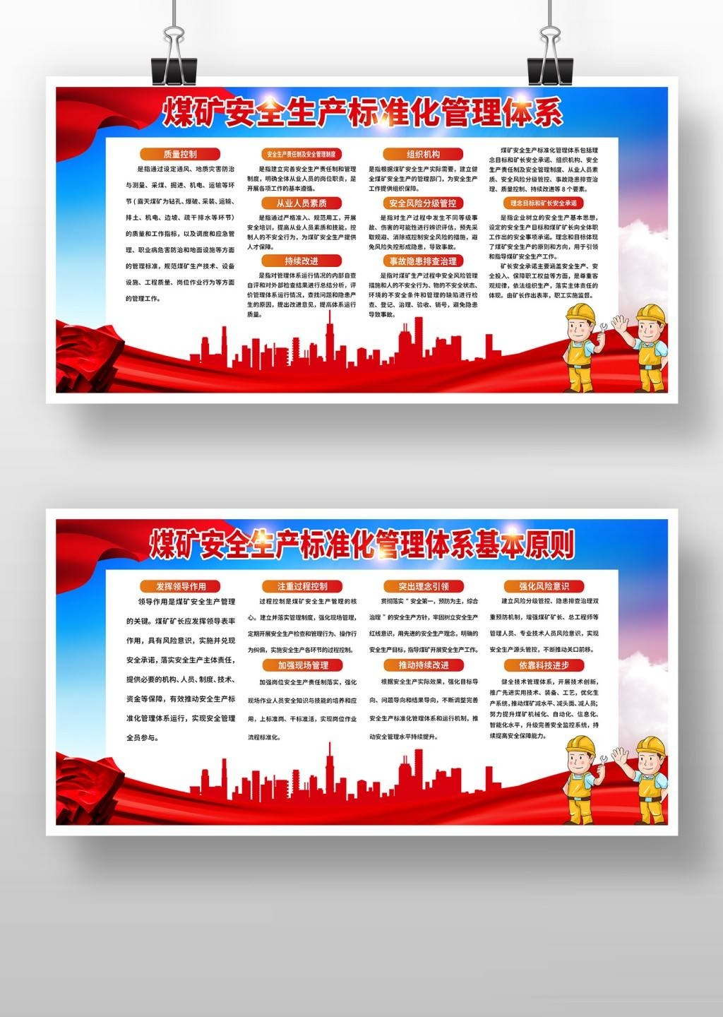 煤矿安全生产标准化管理体系基本原则展板宣传栏