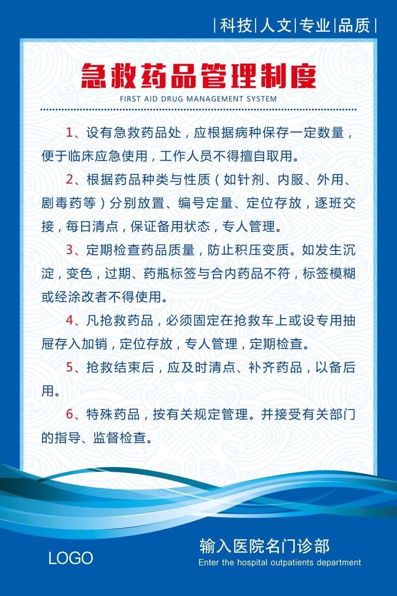 诊所医院急救药品管理制度牌