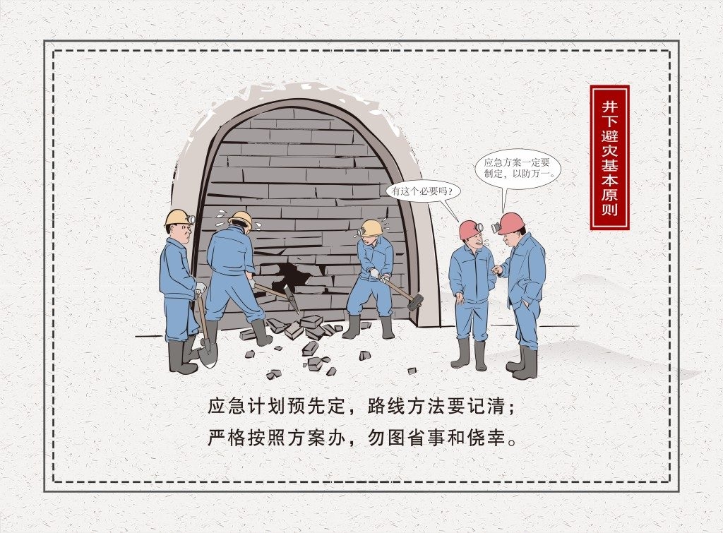 煤矿井下避险基本原则漫画插画 (2)