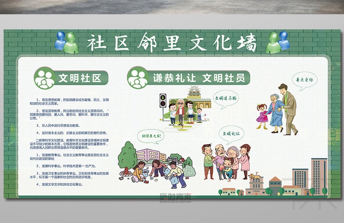社区文明传统宣传展板