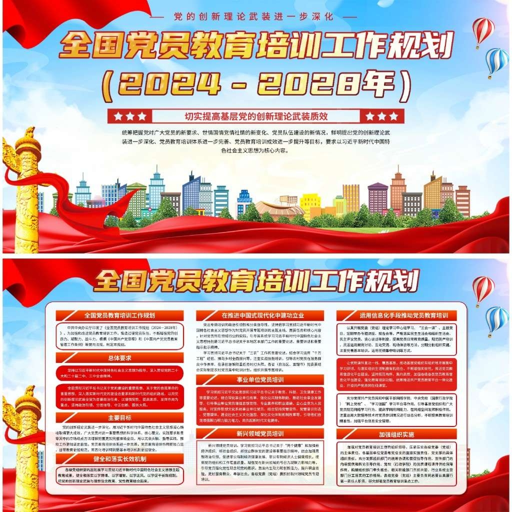 全国党员教育培训工作规划展板宣传栏