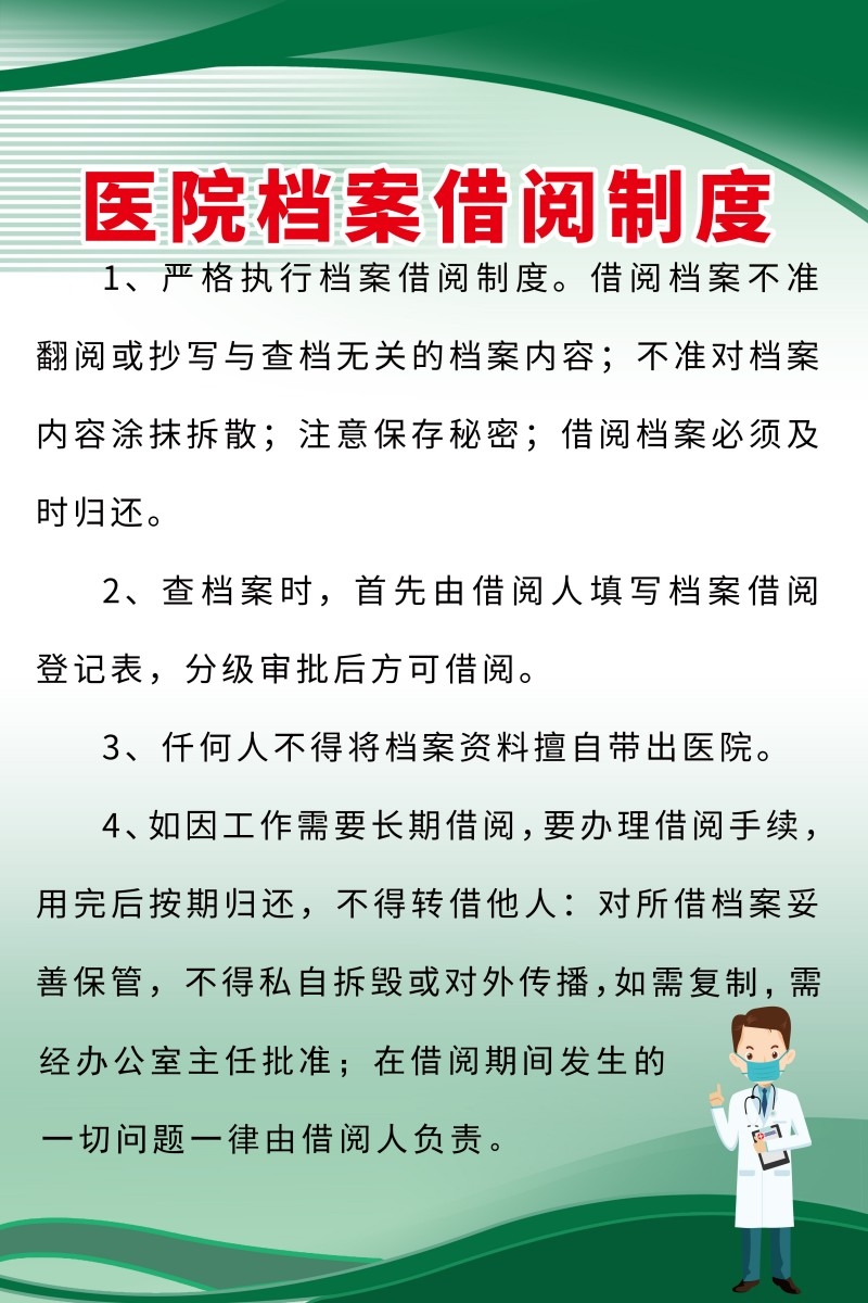 诊所医院档案借阅制度牌