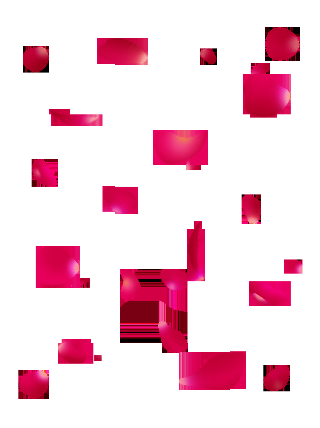 手绘散落的粉红色玫瑰花瓣元素