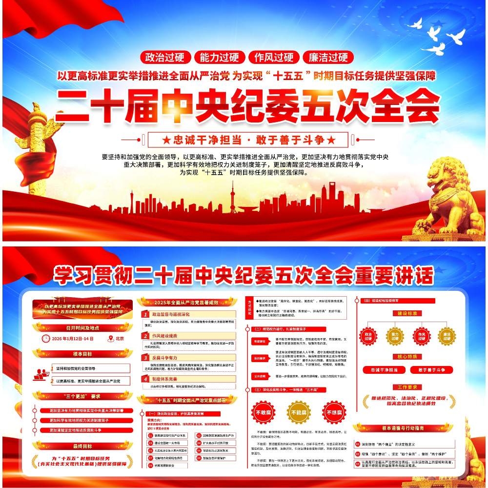 学习贯彻二十届中纪委五次全会精神展板宣传栏