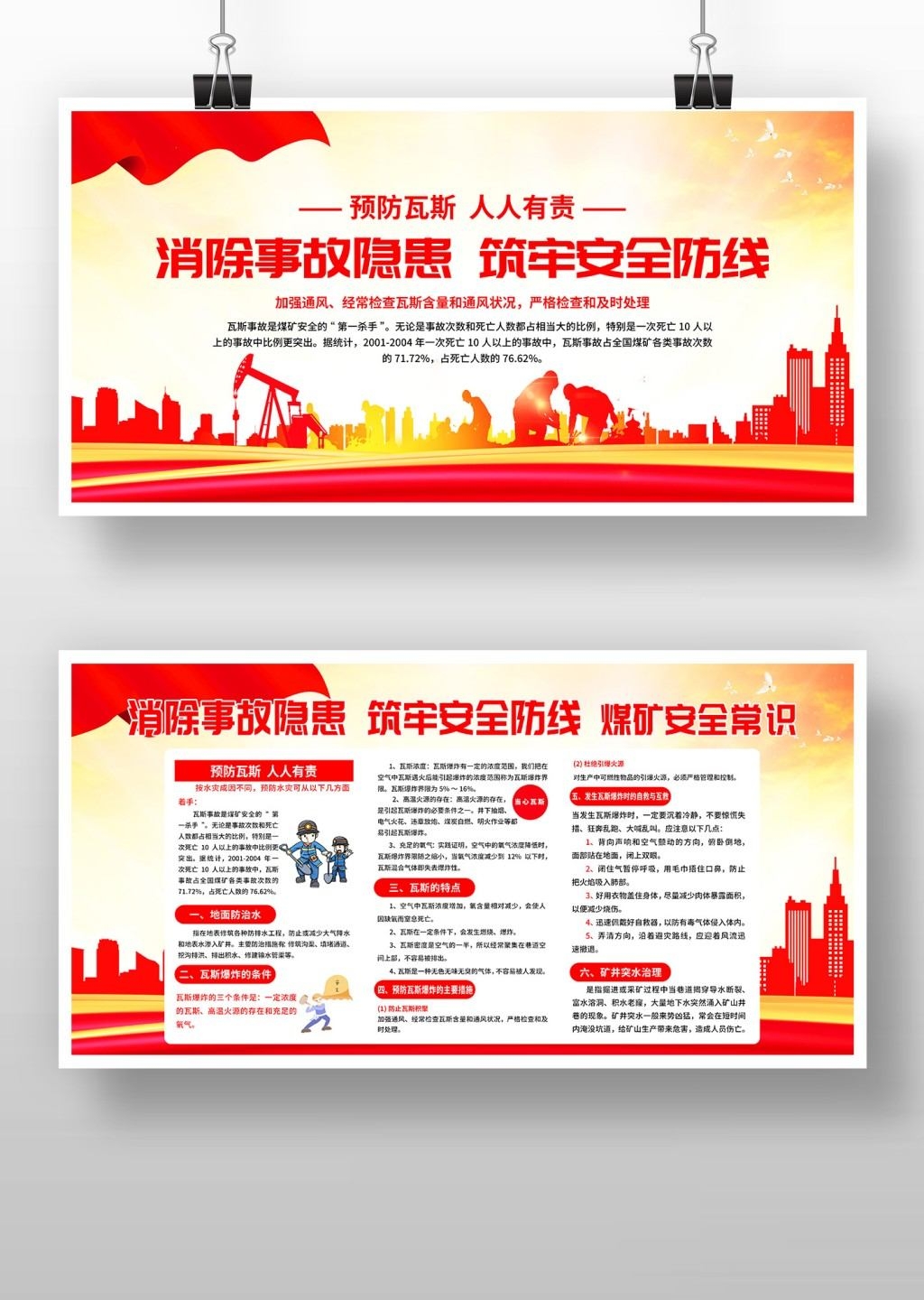 煤矿安全知识宣传栏展板预防瓦斯人人有责
