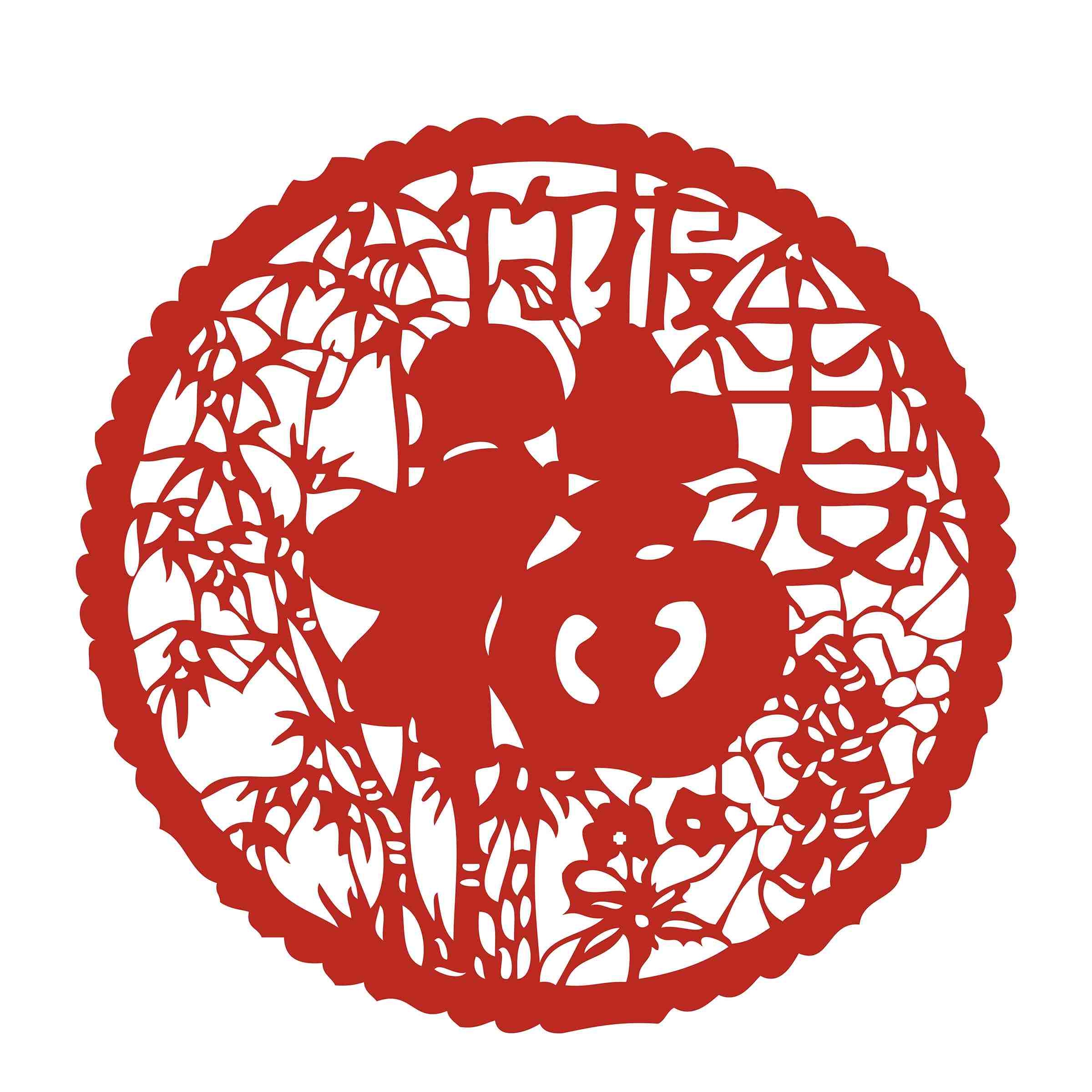 福字剪纸窗花矢量素材