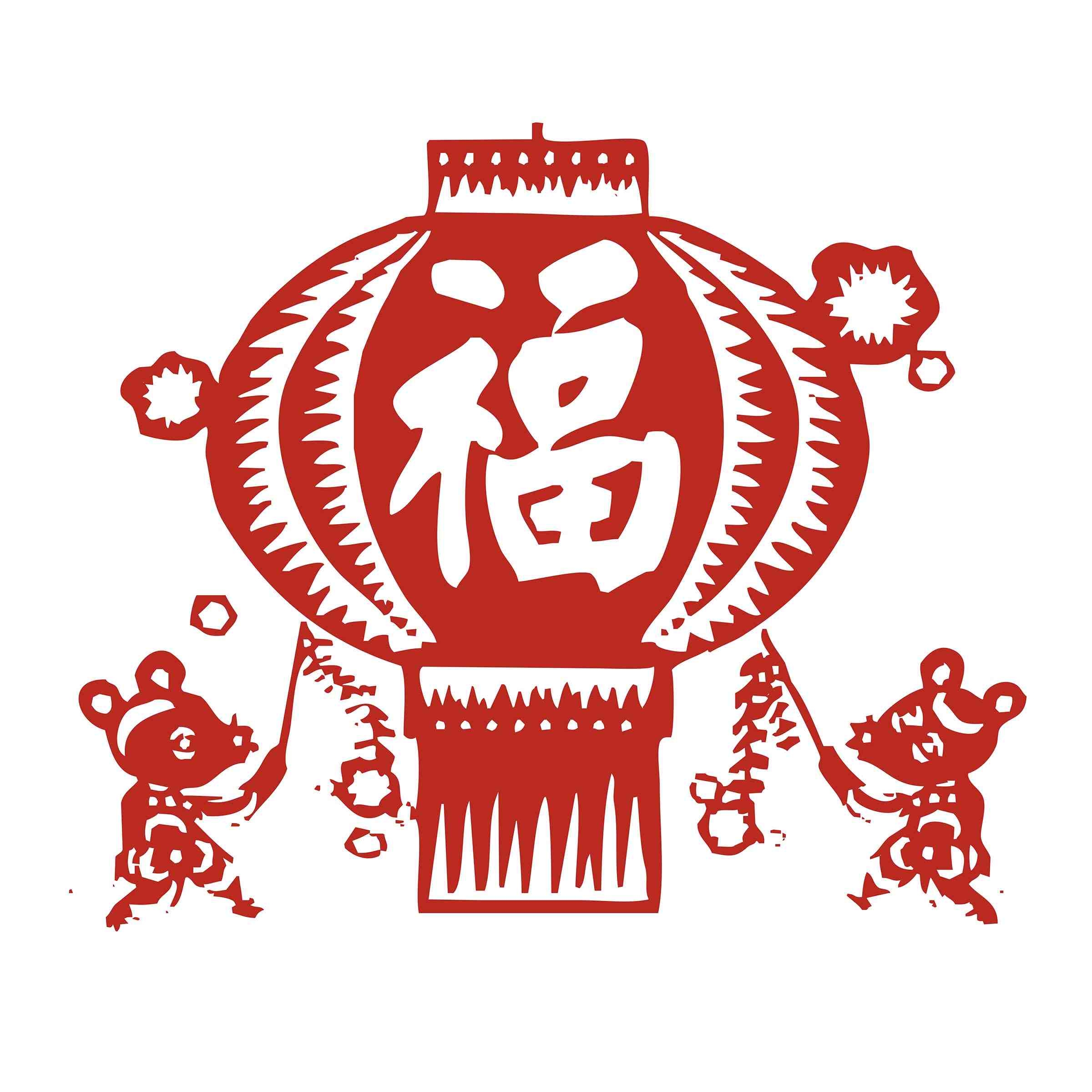 福字剪纸窗花矢量素材