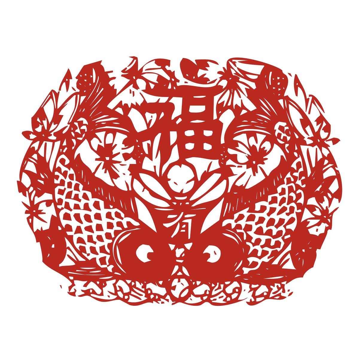 福字剪纸窗花矢量素材