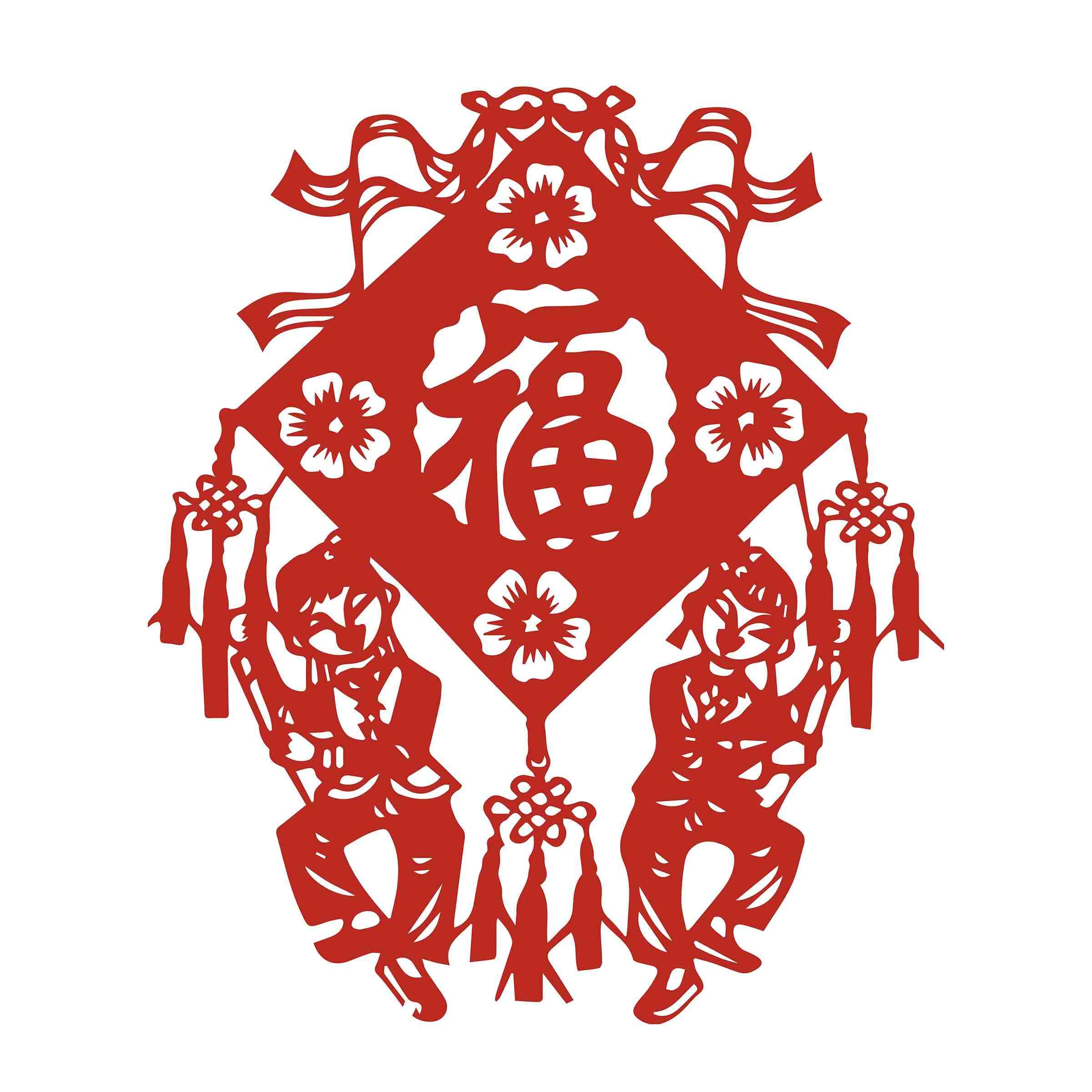 福字剪纸窗花矢量素材