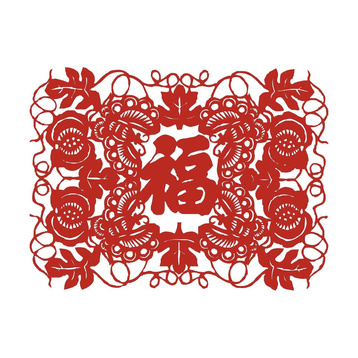 福字剪纸窗花矢量素材