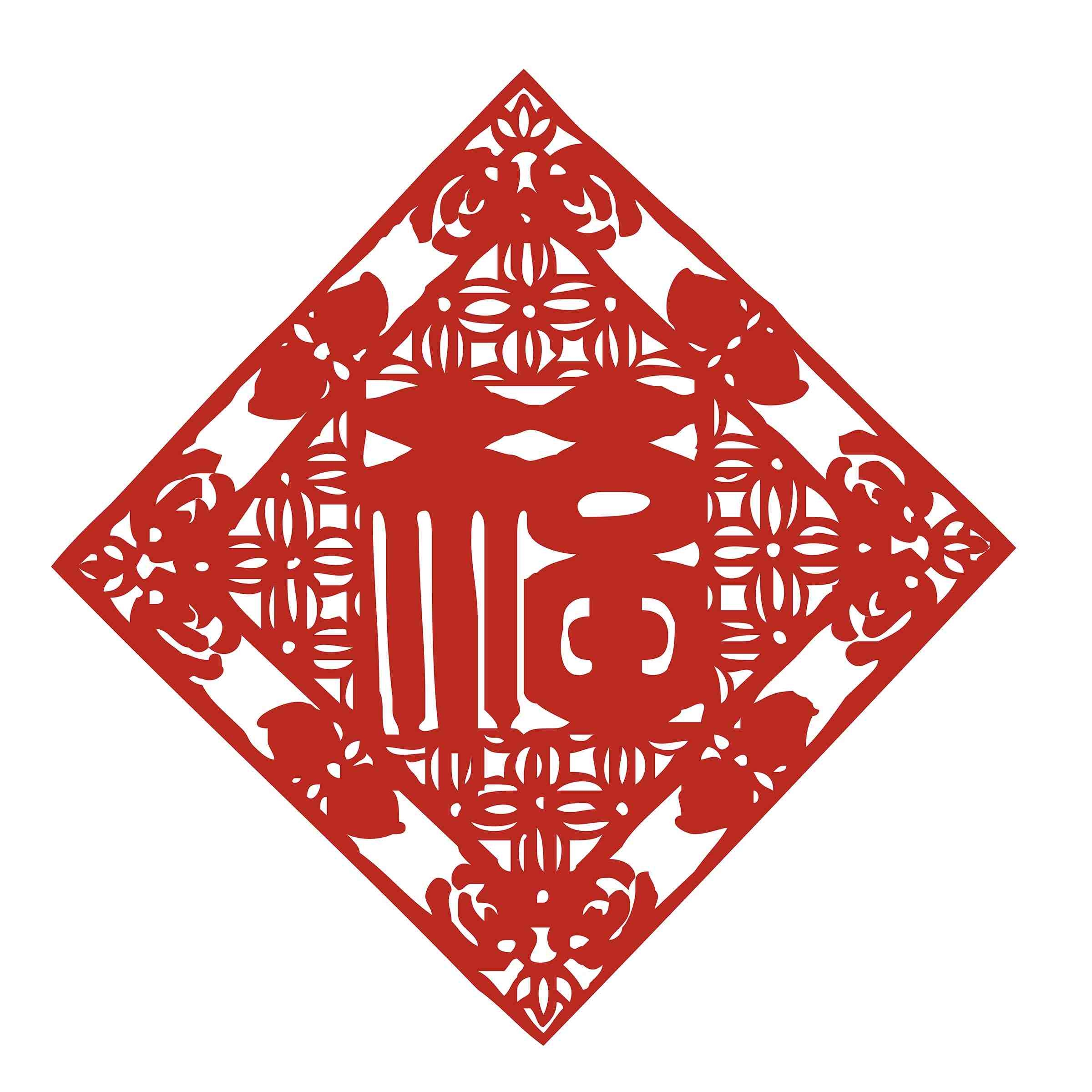 福字剪纸窗花矢量素材