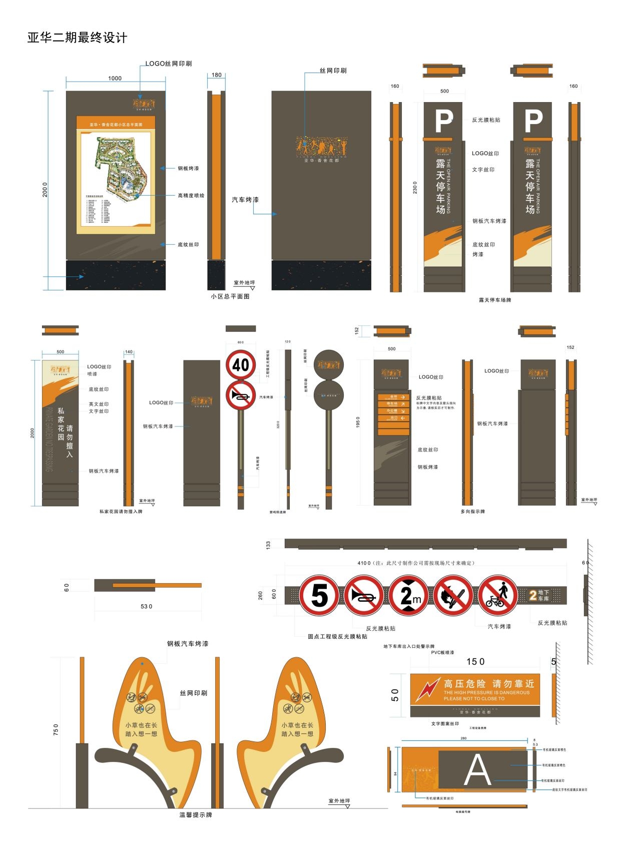 房地产小区标识全套导视系统指示牌
