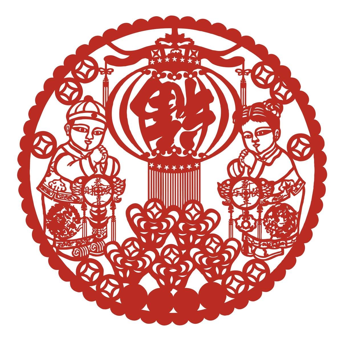 福字剪纸窗花矢量素材