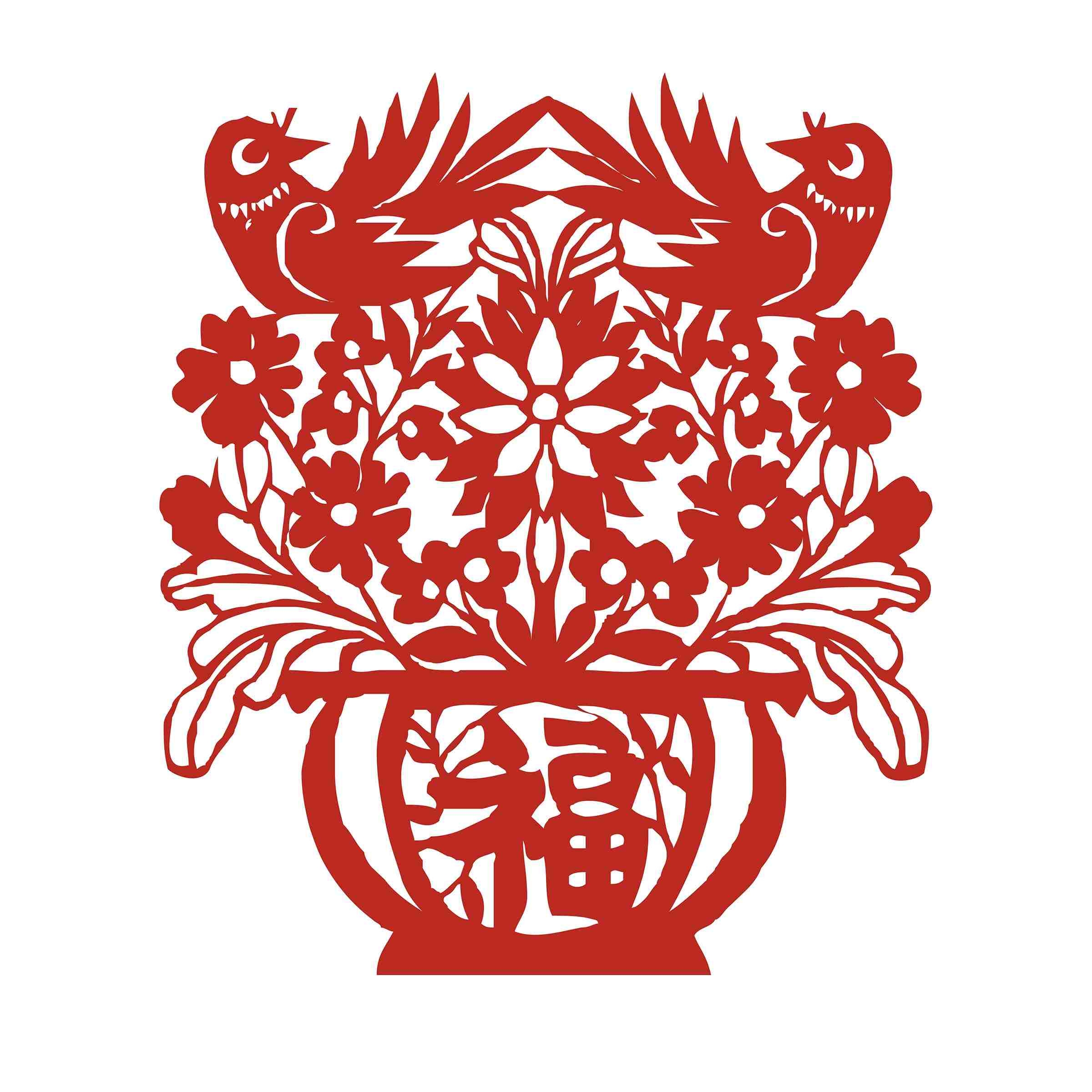 福字剪纸窗花矢量素材