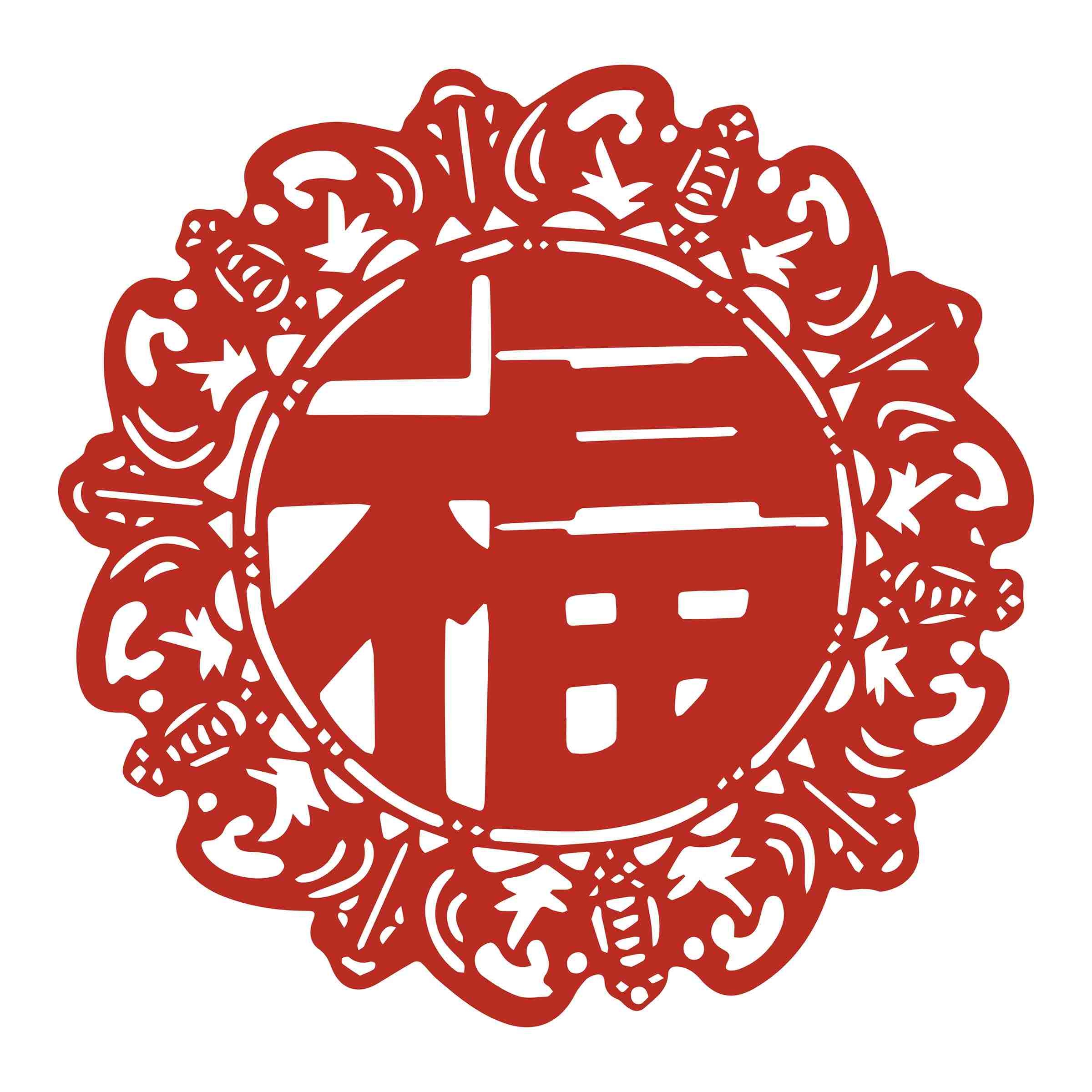 福字剪纸窗花矢量素材