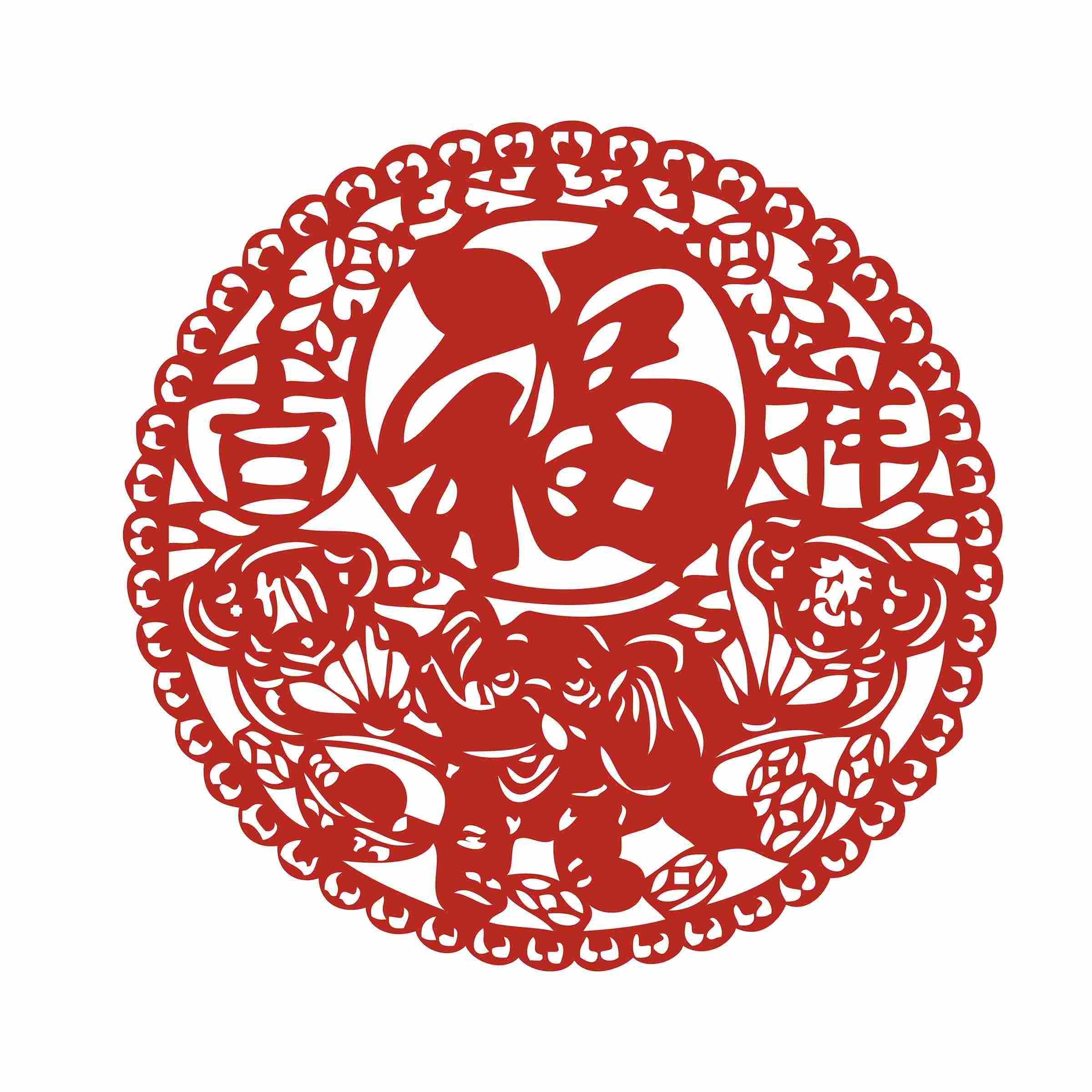 福字剪纸窗花矢量素材