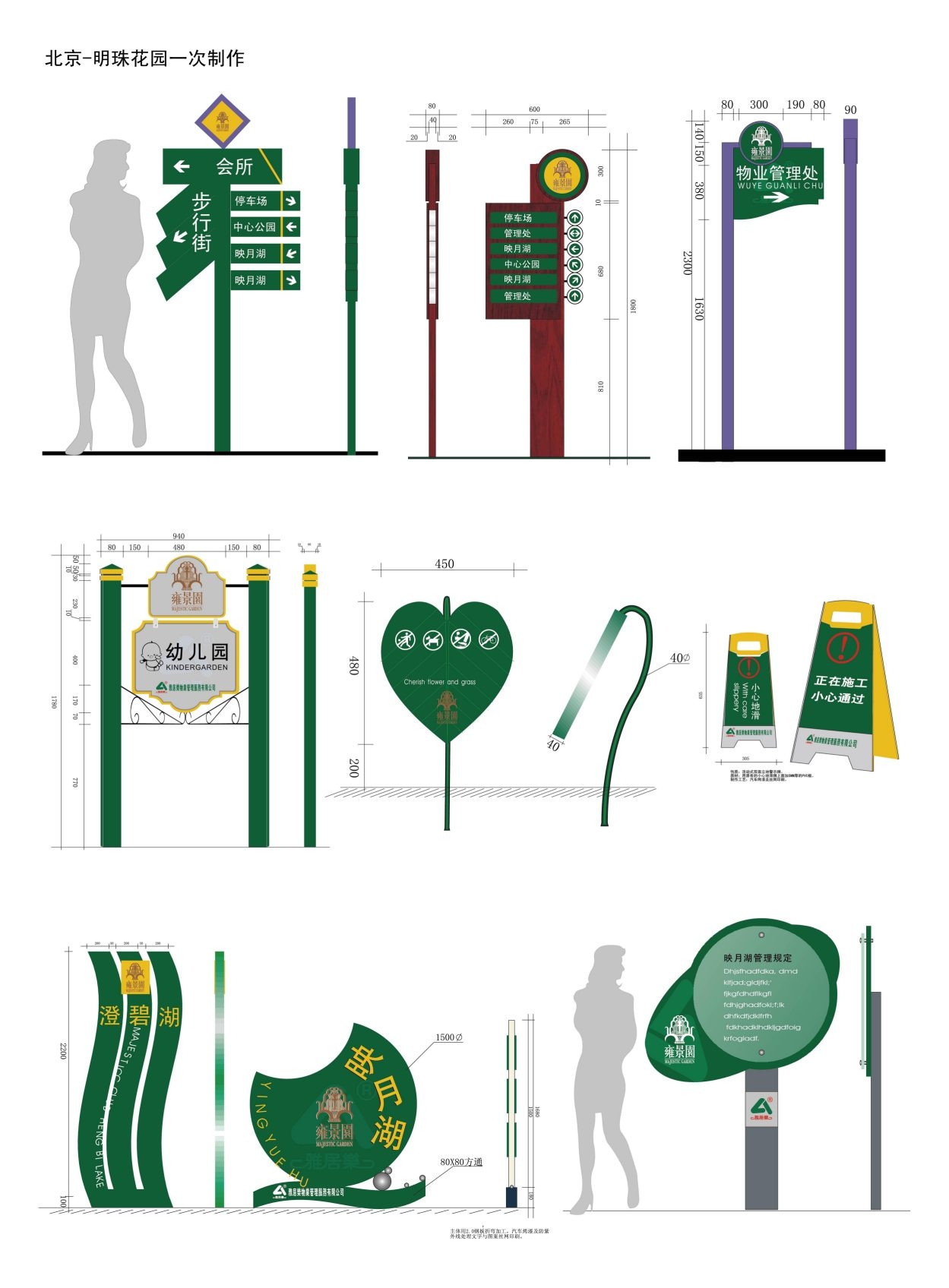 复古房地产小区标识全套导视系统指示牌 (39)