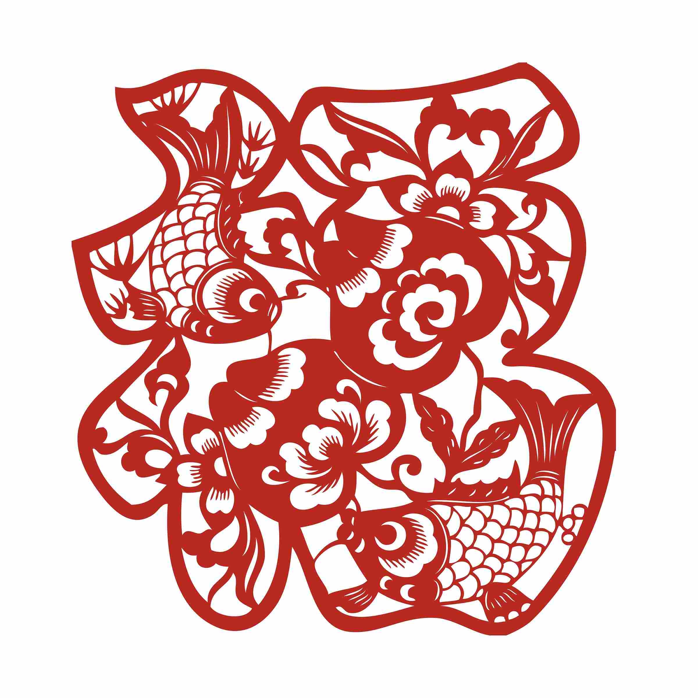 福字剪纸窗花矢量素材