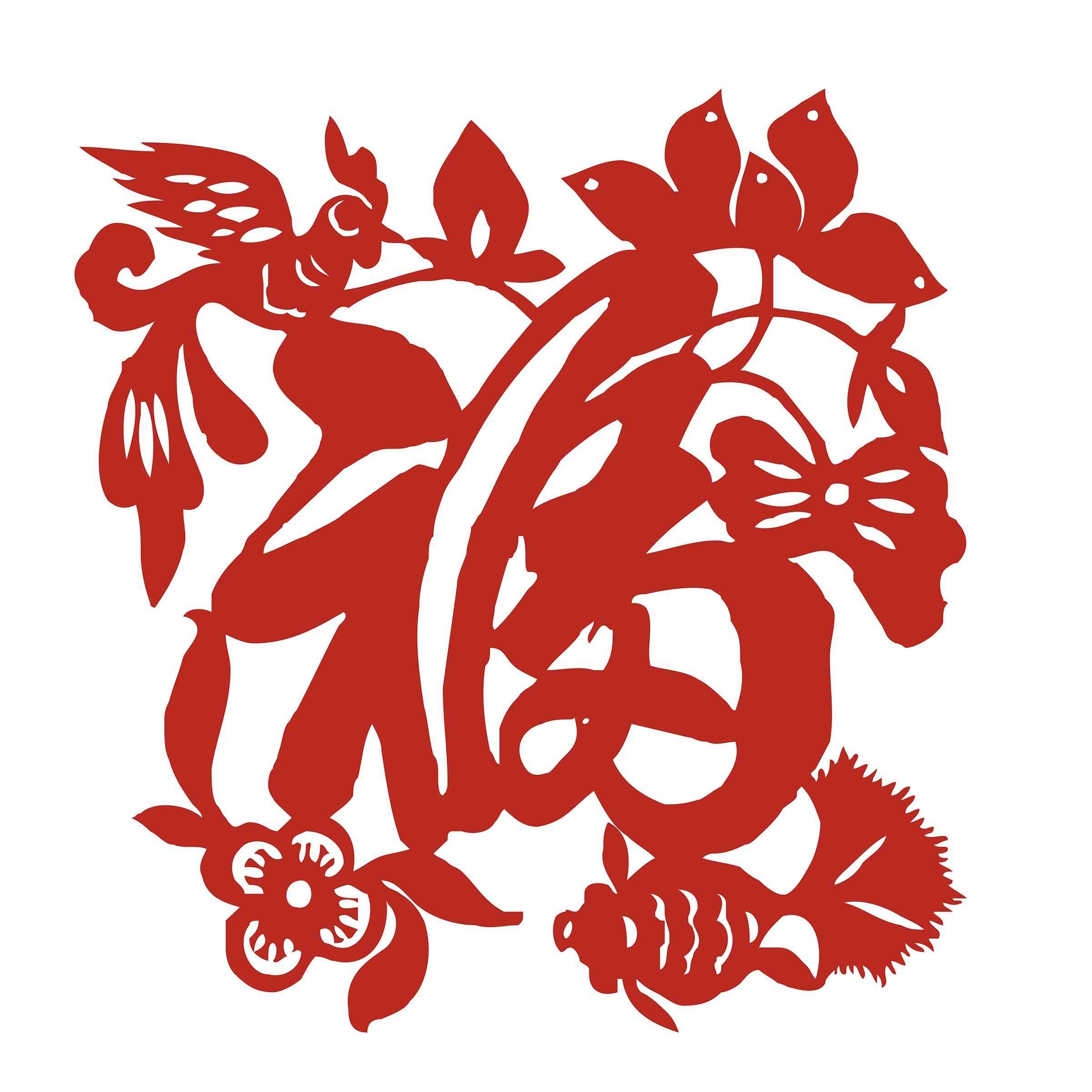 福字剪纸窗花矢量素材