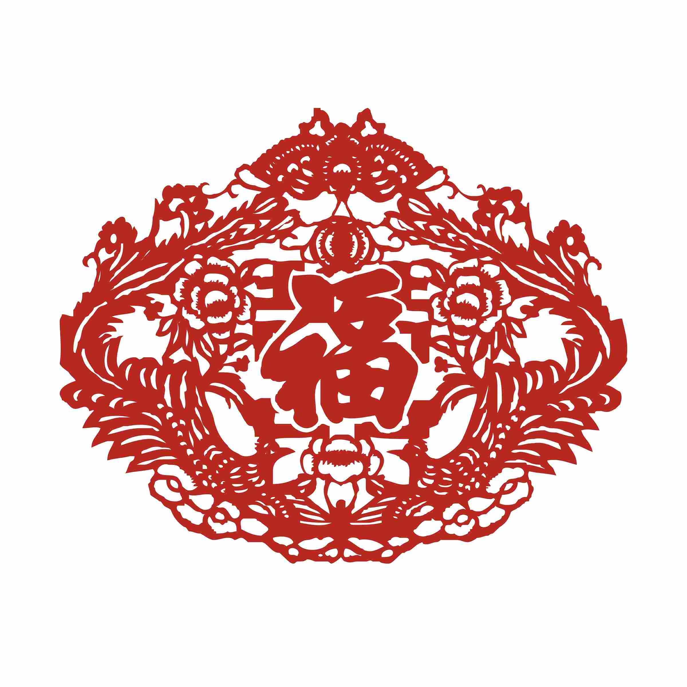福字剪纸窗花矢量素材