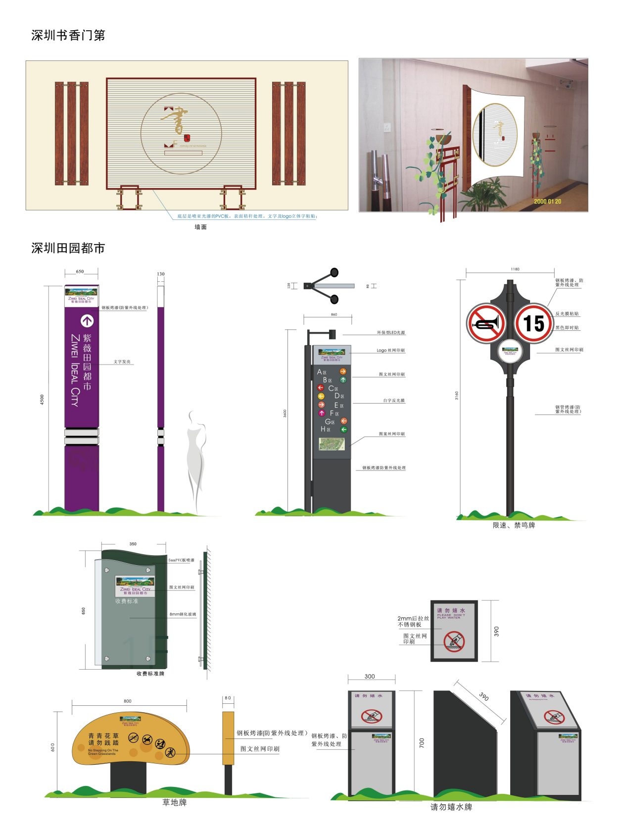 复古房地产小区标识全套导视系统指示牌