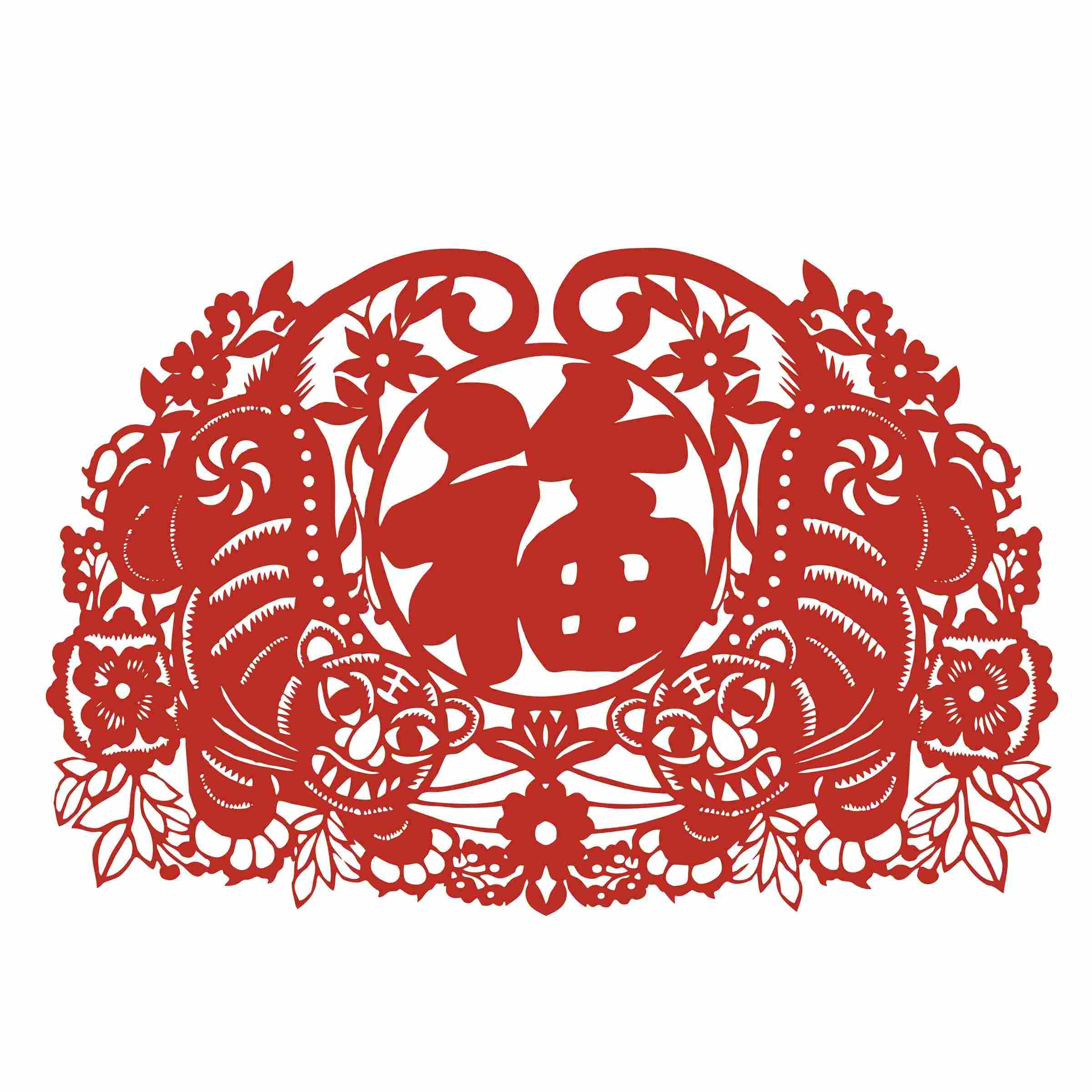 福字剪纸窗花矢量素材