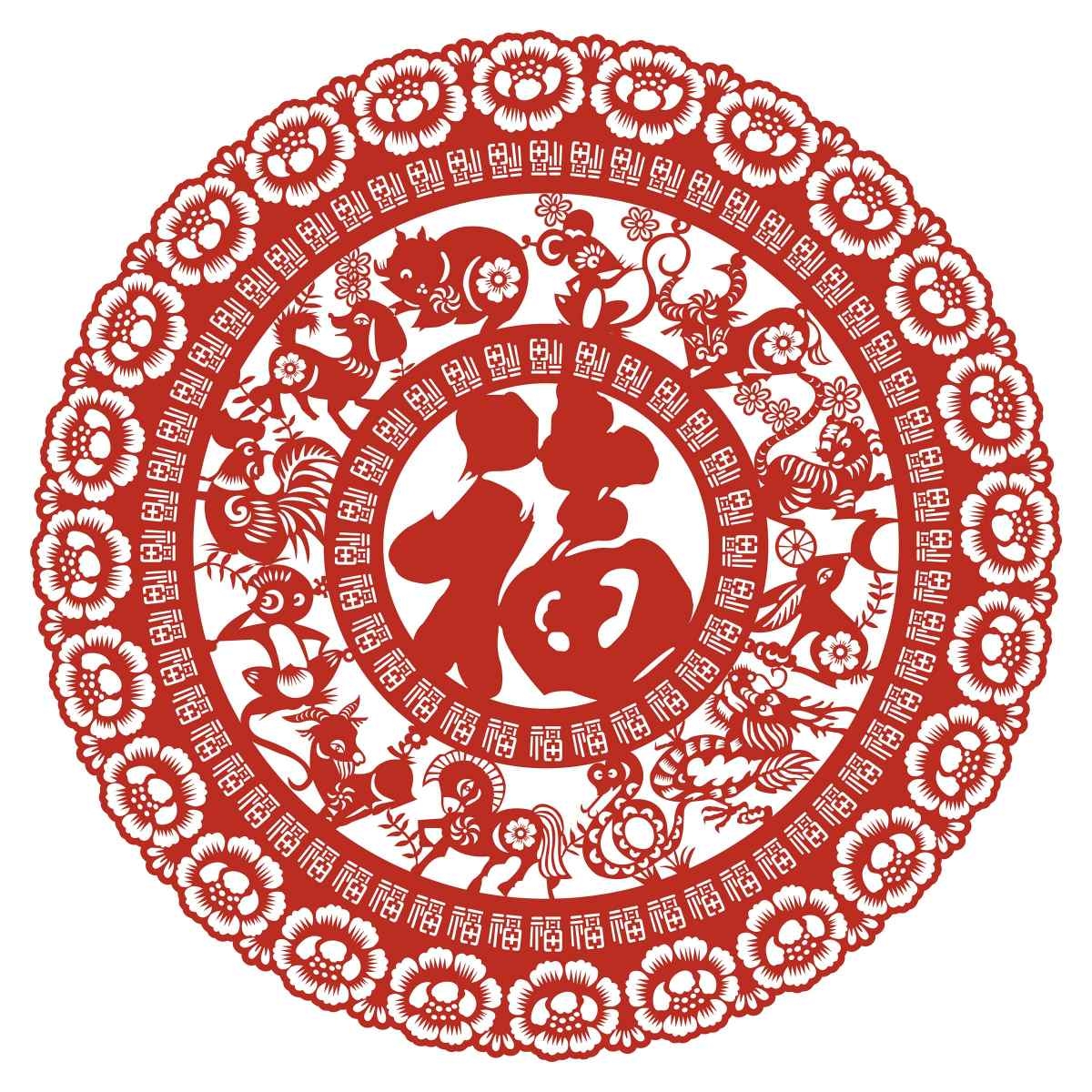 福字剪纸窗花矢量素材