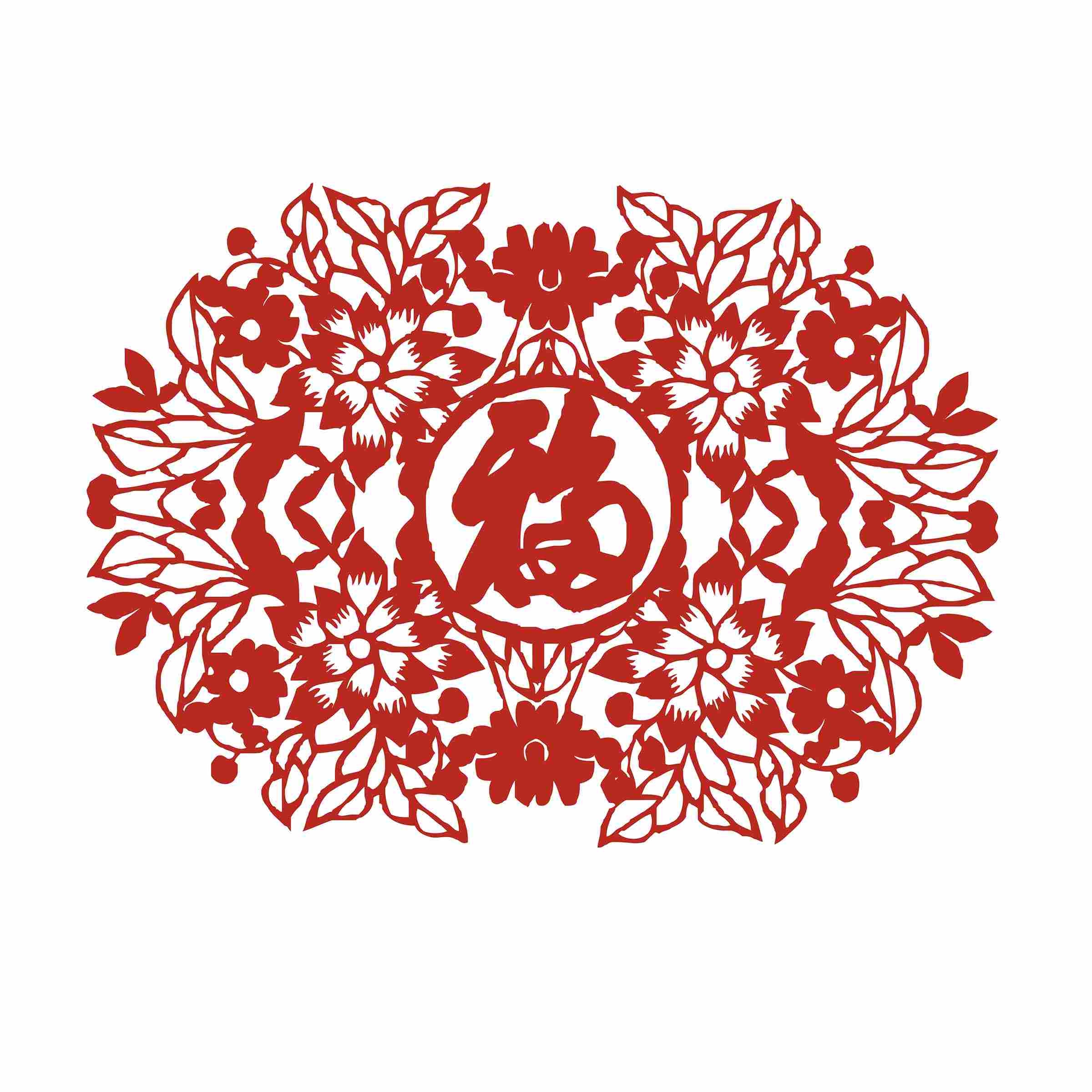 福字剪纸窗花矢量素材