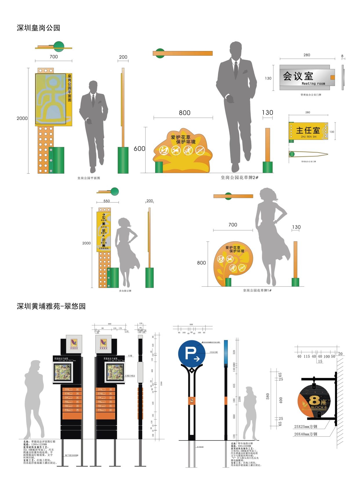 复古房地产小区标识全套导视系统指示牌 (30)