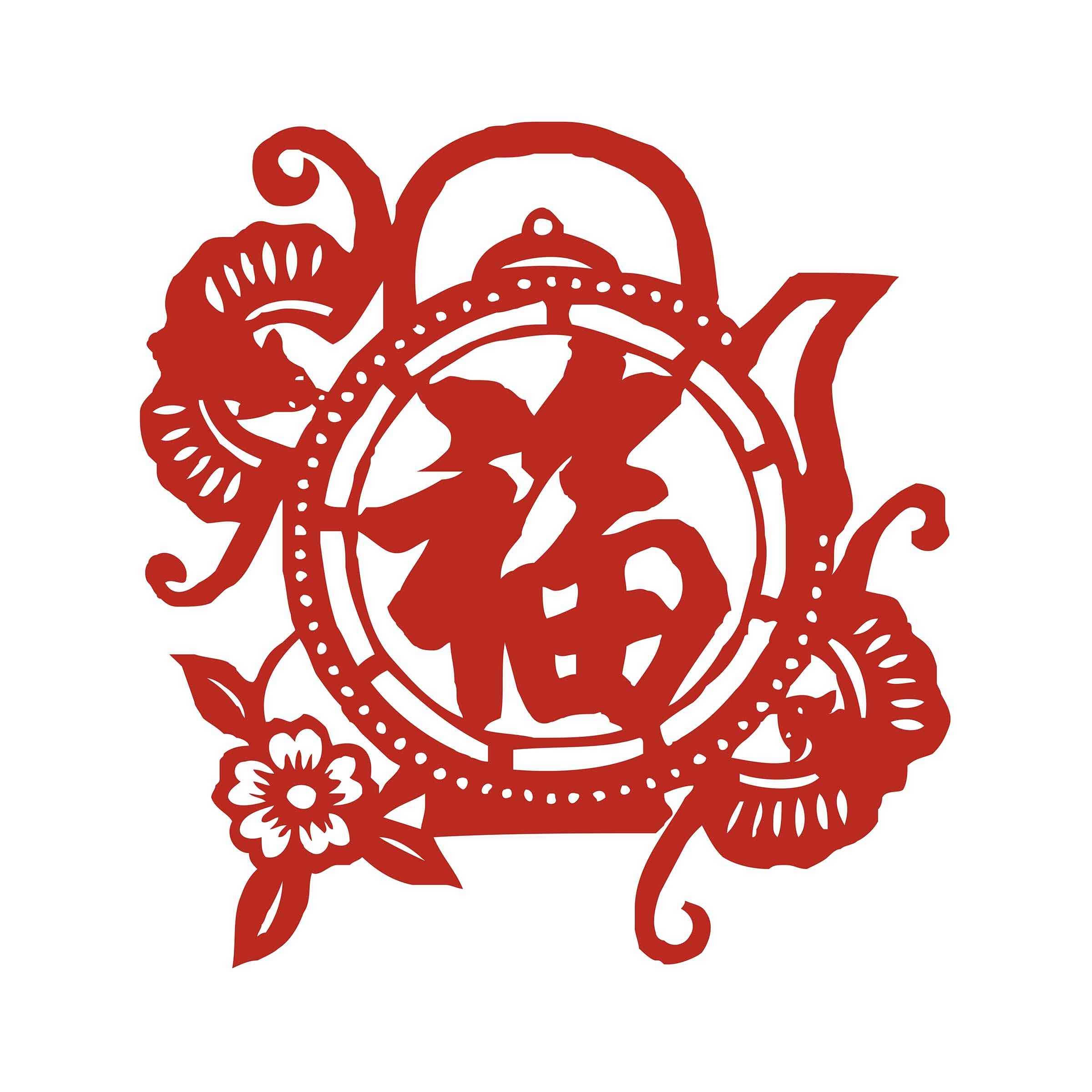 福字剪纸窗花矢量素材