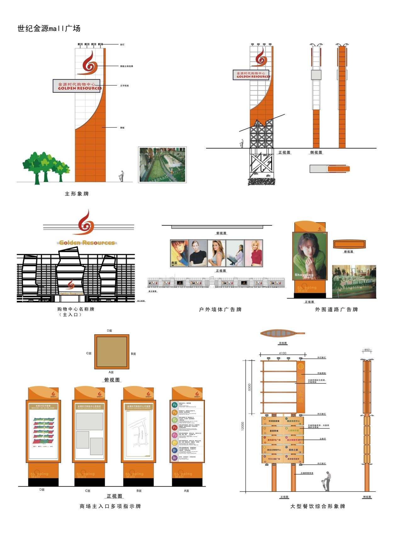 复古房地产小区标识全套导视系统指示牌