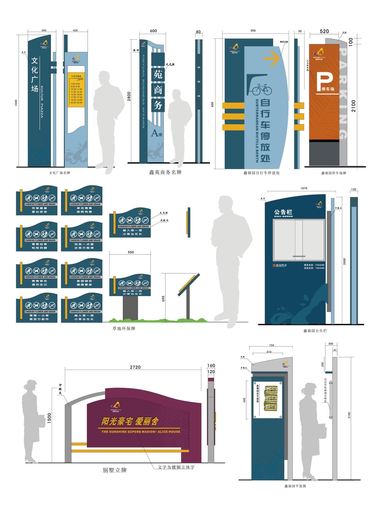 房地产小区标识全套导视系统指示牌