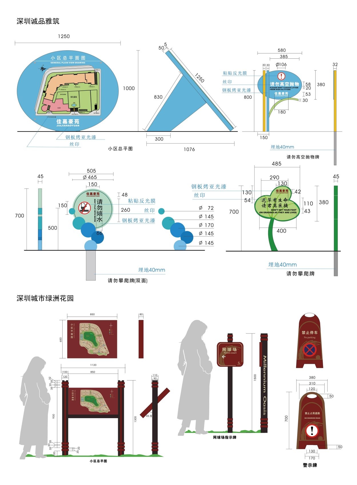 复古房地产小区标识全套导视系统指示牌