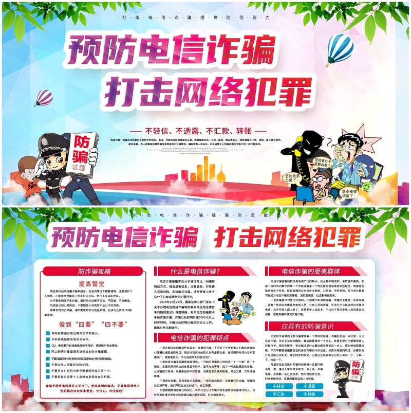预防电信诈骗打击网络犯罪宣传栏展板