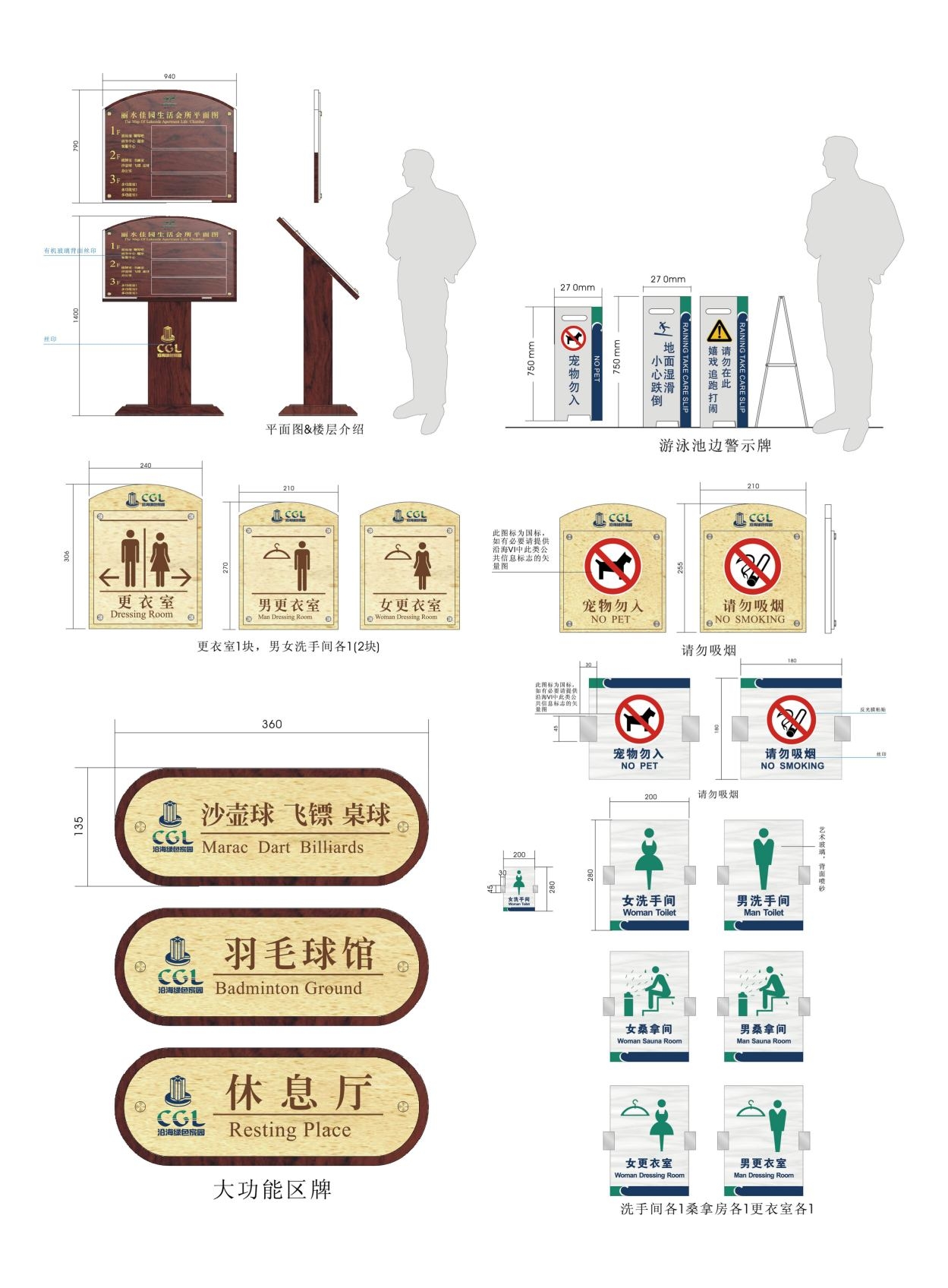 复古房地产小区标识全套导视系统指示牌