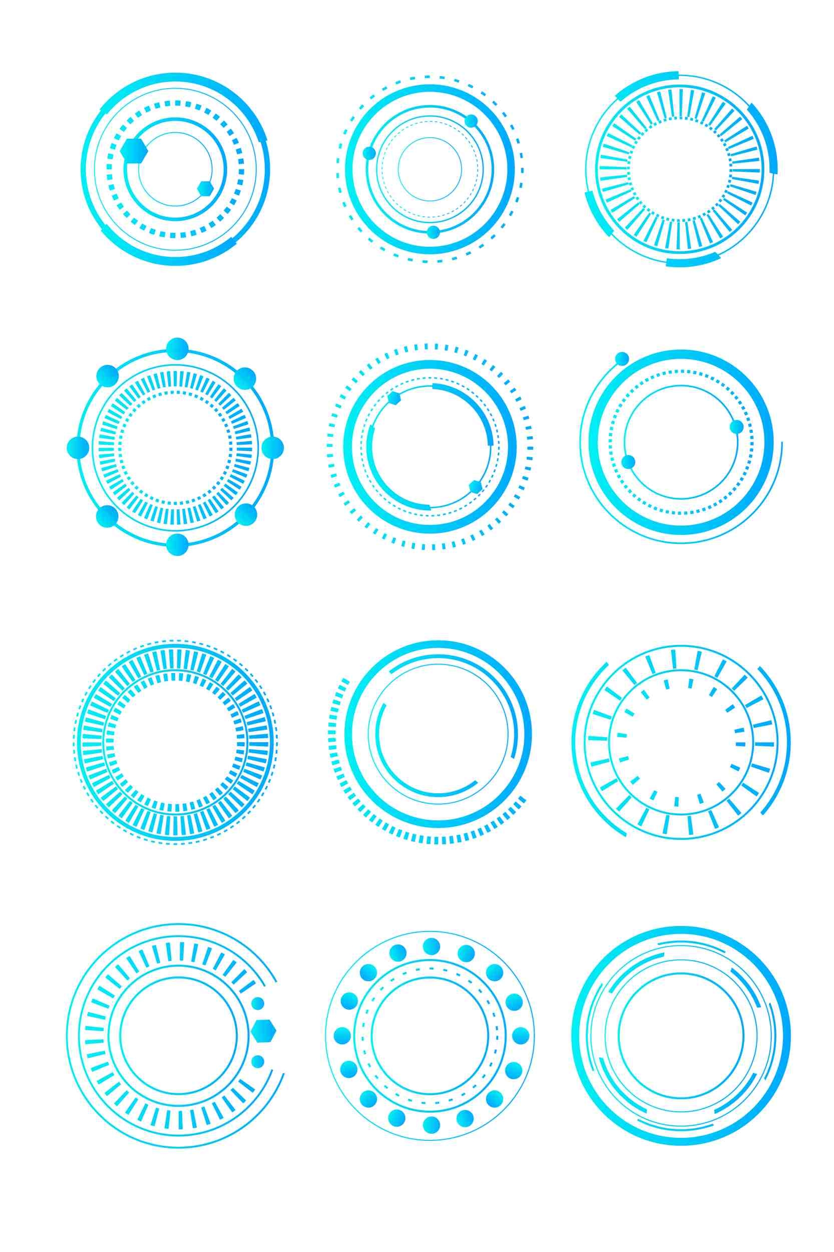 矢量科技科幻圆形边框免扣元素