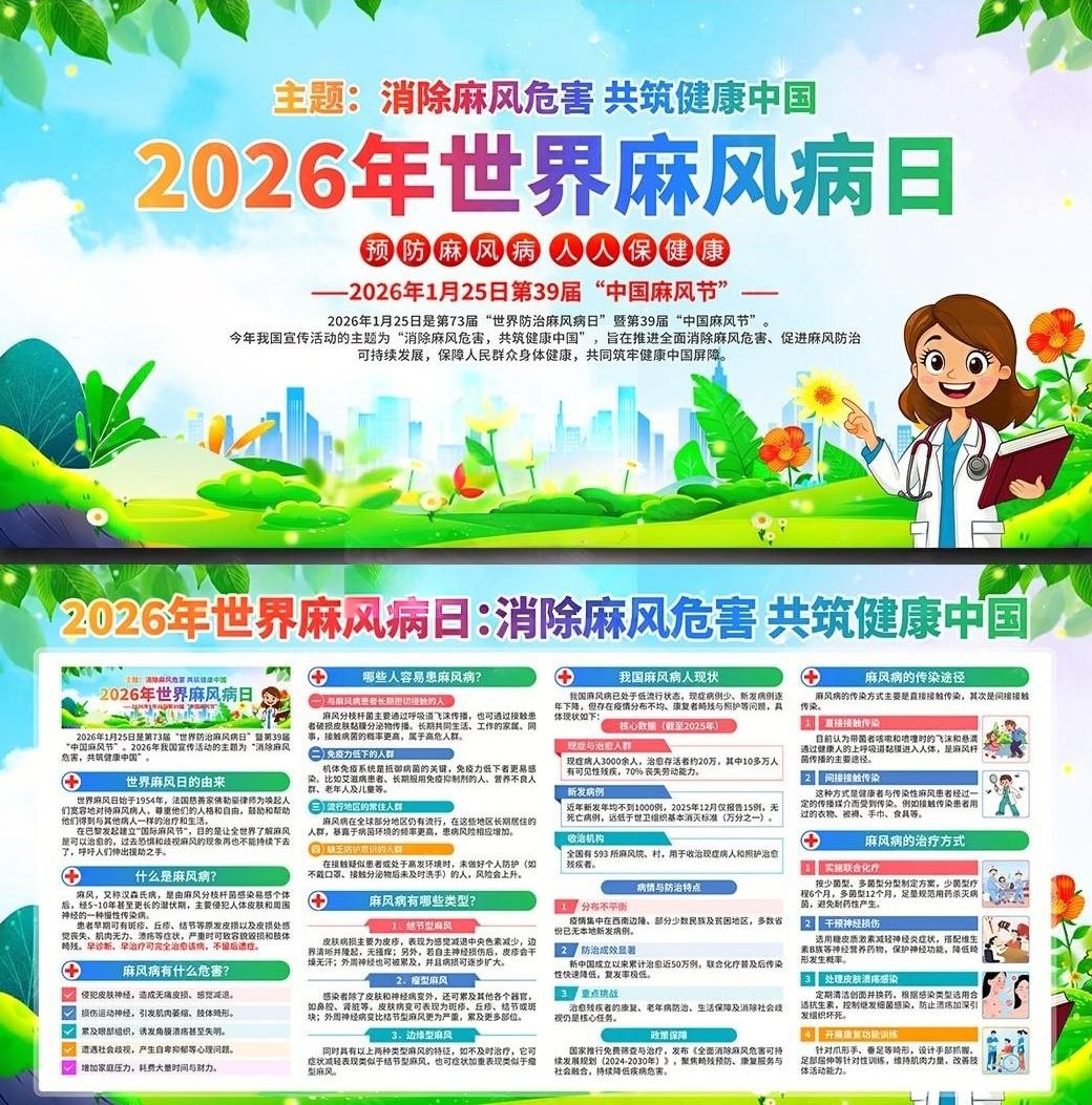 2026年世界防治麻风病日展板宣传栏