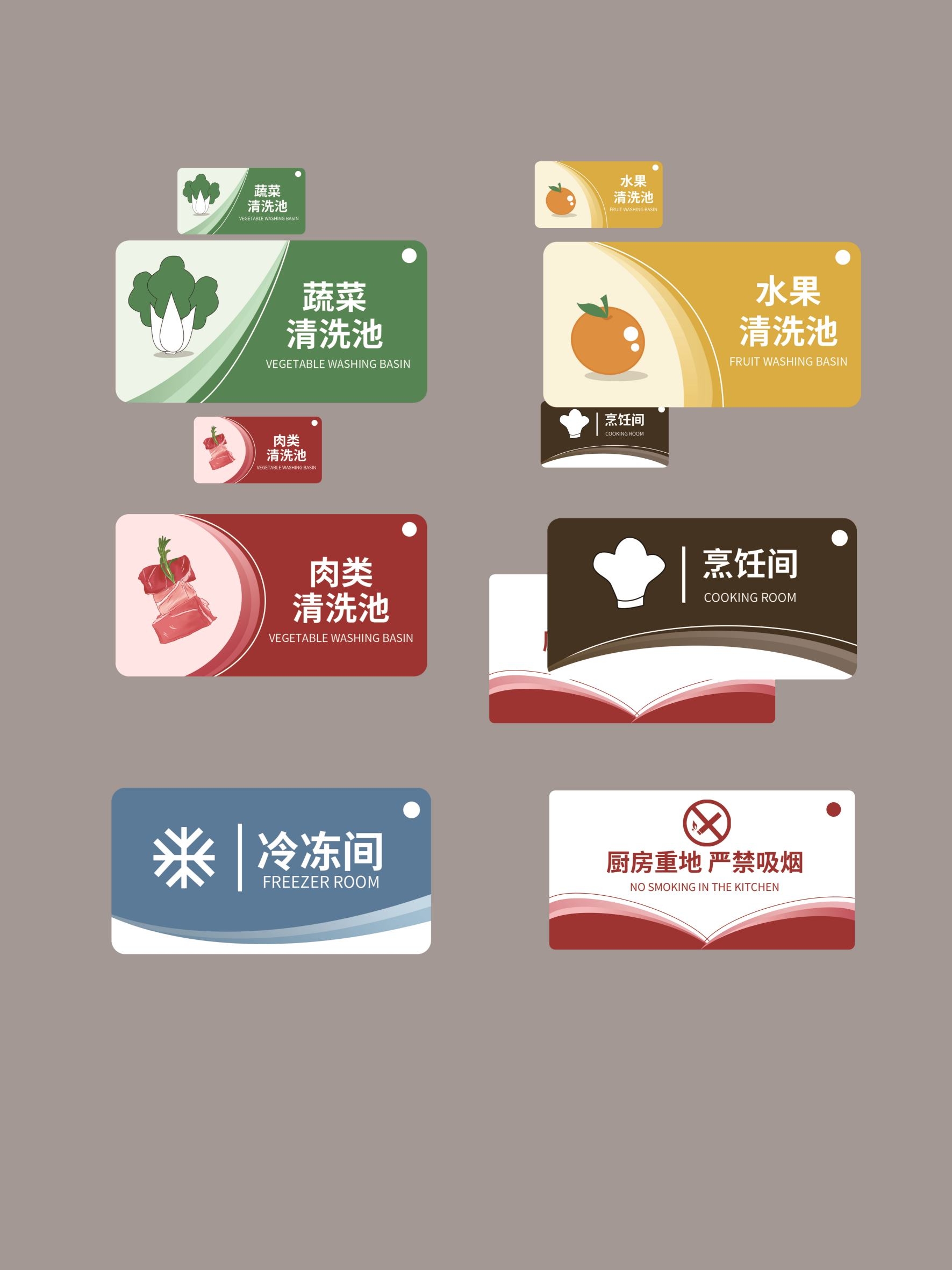 厨房分类区域标识标牌