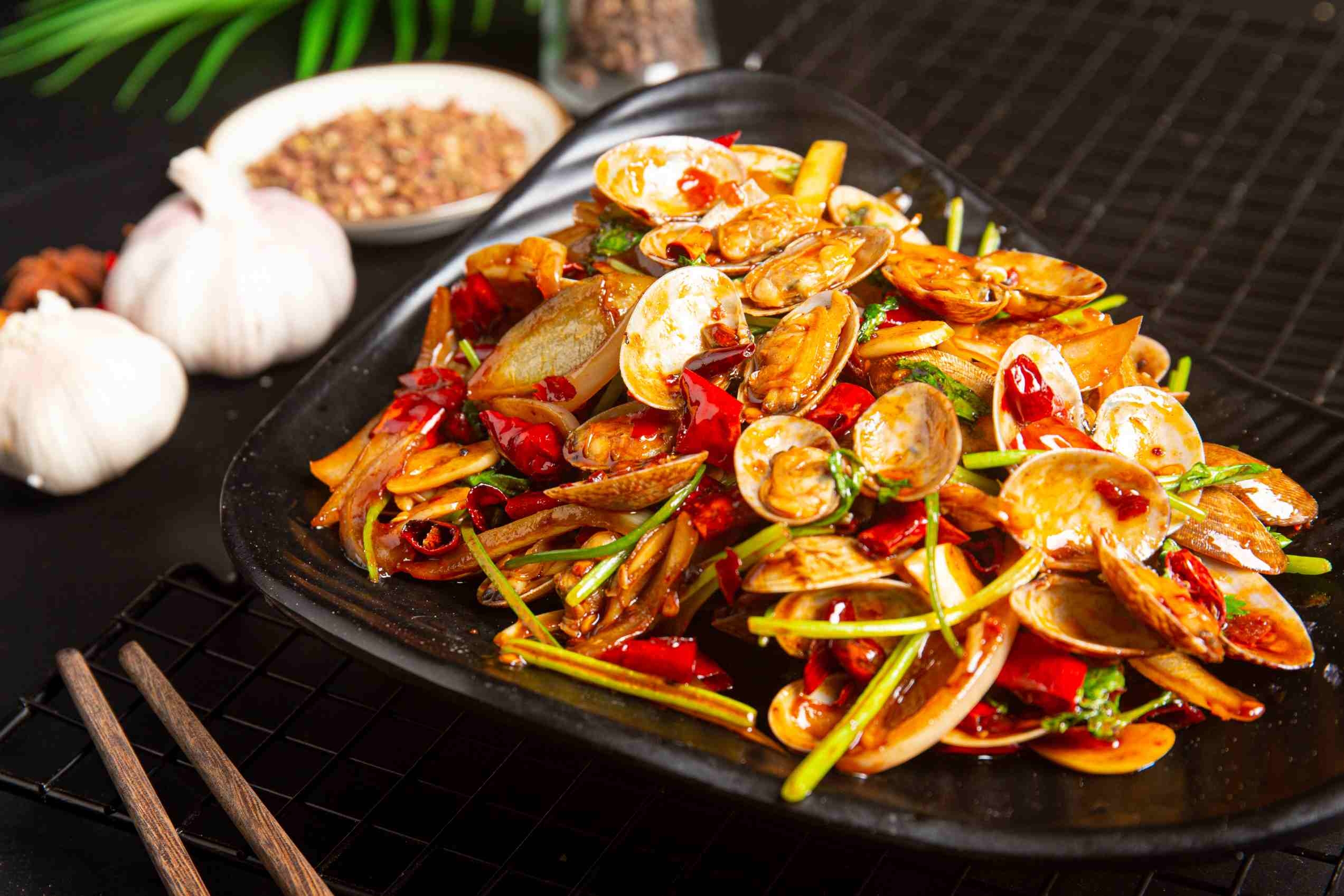 餐饮香辣花甲海鲜烧烤摄影图海报灯箱